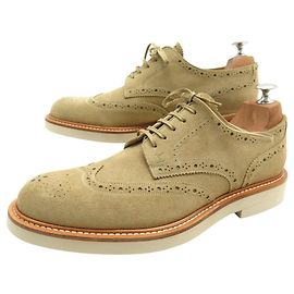 NINE LOUIS VUITTON DERBY BEAUMARCHAIS SHOES 8 42 BEIGE SUEDE + BOX Beige
