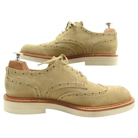 Louis Vuitton-NOVE SAPATOS LOUIS VUITTON DERBY BEAUMARCHAIS 8 42 SUEDE BEGE + CAIXA-Bege