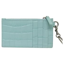 Balenciaga-NINE BALENCIAGA CASH CARD WALLET 594548 CROCODILE STRAP-Blue