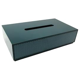Hermès-HERMES K-BOX PM LACQUERED WOOD BLUE TISSUE BOX-Blue