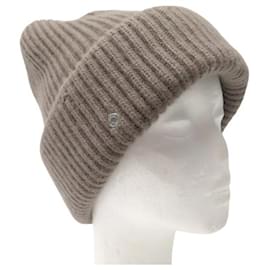 Hermès-NINE HERMES BEANIE FILIPA H222042N L TAUPE 79% CASHMERE AND 14% MOHAIR CAP-Taupe