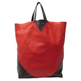 Céline-CELINE VERTICAL CABAS HANDBAG 164403QBC IN BORDEAUX RED LEATHER TOTE BAG-Other