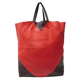Céline-CELINE VERTICAL CABAS HANDBAG 164403QBC IN BORDEAUX RED LEATHER TOTE BAG-Other