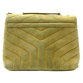 Yves Saint Laurent-YVES SAINT LAURENT 494699 LOULOU SMALL MUSTARD SUEDE BAG-Yellow