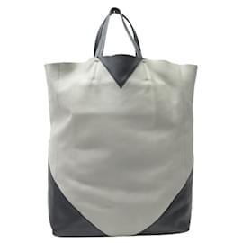 Céline-CELINE VERTICAL CABAS HANDBAG 164403QBC IN BLACK AND GREY LEATHER TOTE BAG-Other