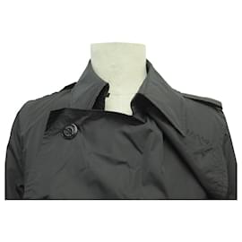 Burberry-BURBERRY LONDON TRENCH LONG WATERPROOF NYLON COAT SIZE 38 M WITH BELT-Black