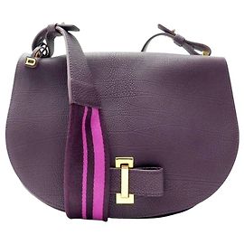 NOVO SACO DE MÃO DELVAUX MUTIN MM COM ALÇA EM COURO TEXTURIZADO VIOLETA Roxo