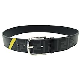 Fendi-NEW FENDI MONOGRAM FF BELT 7C0400 IN CANVAS & LEATHER SIZE 90 + POUCH-Black