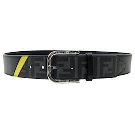 Fendi-NEW FENDI MONOGRAM FF BELT 7C0400 IN CANVAS & LEATHER SIZE 90 + POUCH-Black