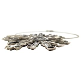 Chanel-NINE CHANEL STARBURST NECKLACE 2005 COMET SILVER STRASS CC LOGO-Silvery