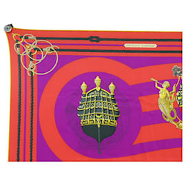 Hermès-NINE HERMES SCARF CHATEAU D'ARRIERE SQUARE 70 SILK MULTICOLOR BOX SCARF-Multiple colors