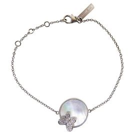 BRACCIALE MORGANNE BELLO FARFALLA E MADREPERLA DIAMANTI 14-15 CM ORO BIANCO 18k Argento