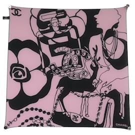 Chanel-NEW CHANEL COCO SCARF TIMELESS LOGO CC 70 CM IN COTTON & SILK-Other