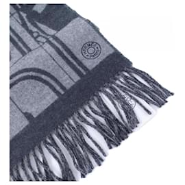 Hermès-Hermes Gray Cashmere Stole-Brown