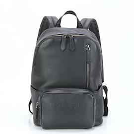 Bulgari-Bvlgari Black Leather Backpack-Black
