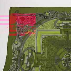Hermès-Hermes Carre Geant 140 ANIMAUX SOLAIRES Cashmere Silk Scarf-Orange
