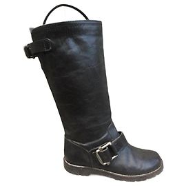 Botas biker Marni em couro preto Preto