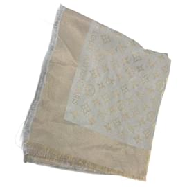 Louis Vuitton-Louis Vuitton Monogram Shine Shawl-Brown,Golden
