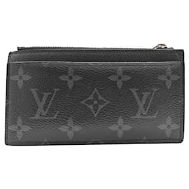 Louis Vuitton-Louis Vuitton Monogram Eclipse Coin Card Holder-Brown,Black