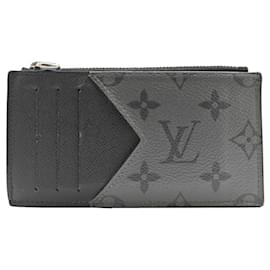 Louis Vuitton-Louis Vuitton Monogram Eclipse Coin Card Holder-Brown,Black
