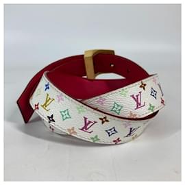 Louis Vuitton-Louis Vuitton Monogram Multicolor Santur LV Cut Buckle Belt-White,Multiple colors,Monogram
