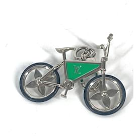Louis Vuitton-Louis Vuitton Monogram Flower Bijoux Sac Bike Bag Charm Keychain-Silvery,Green,Monogram