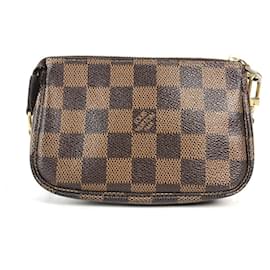 Louis Vuitton-Bolsa Acessório Mini Pochette Damier T&B Louis Vuitton-Marrom,Vermelho,Outro,Damier ebene