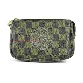 Louis Vuitton-Bolsa Acessório Mini Pochette Damier T&B Louis Vuitton-Marrom,Vermelho,Outro,Damier ebene
