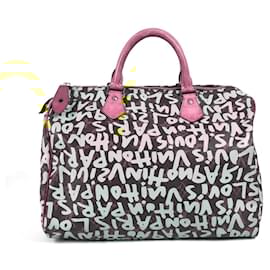 Louis Vuitton-Bolsa Speedy 30 Monogram Graffiti Louis Vuitton-Marrom,Verde,Verde claro