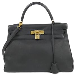 Hermès-Sac à main Hermes Kelly 32 cm-Noir