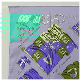 Hermès-HERMES Carre 90 Scarf ""PAVOIS"" Silk Green Auth KD224-Green