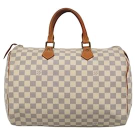 Louis Vuitton-LOUIS VUITTON Bolsa de Mão Speedy 35 Damier Azur N41535 LV Auth BD1833-Outro