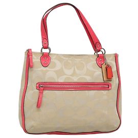 Coach Signature Tote Bag Canvas Beige Auth bs24162 Beige