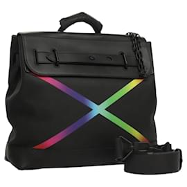 Louis Vuitton-LOUIS VUITTON Taiga Steamer PM Bolsa de Mão Preta M30339 LV Auth EC951A-Preto