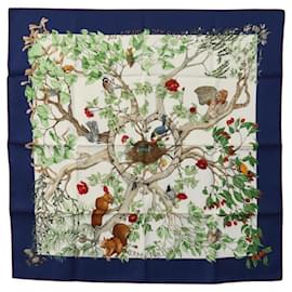 Hermès-HERMES Carre 90 Scarf Silk Navy Auth 106745-Navy blue