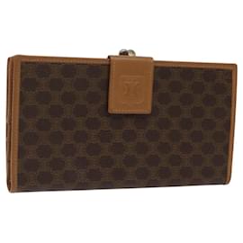 Céline-CELINE Macadam Canvas Long Wallet PVC Leather Brown Auth MY475-Brown