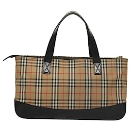Autre Marque-Burberrys Nova Check Hand Bag Canvas Beige Auth sw208-Beige
