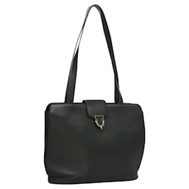 Céline-CELINE Shoulder Bag Leather Green Gold Auth fm4450-Golden,Green