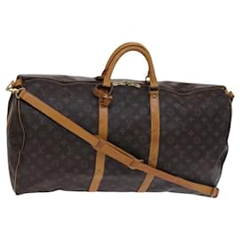 Louis Vuitton-LOUIS VUITTON Monogram Keepall Bandouliere 60 Bolsa Boston M41412 LV Auth EC671-Monograma