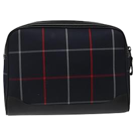 Autre Marque-Burberrys Nova Check Clutch Bag Canvas Navy Auth EC973-Navy blue