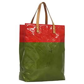 Louis Vuitton-LOUIS VUITTON Monogram Vernis Reade MM Bolsa de Mão Vermelha M91086 LV Auth bs23730-Vermelho