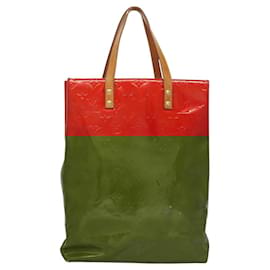 Louis Vuitton-LOUIS VUITTON Monogram Vernis Reade MM Bolsa de Mão Vermelha M91086 LV Auth bs23730-Vermelho