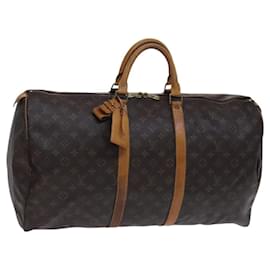 Louis Vuitton-LOUIS VUITTON Monogram Keepall 55 Bolsa Boston M41424 LV Auth EC541-Monograma