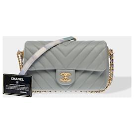 Chanel-CHANEL Timeless/Classique Bag in Gray Leather - 102599-Grey