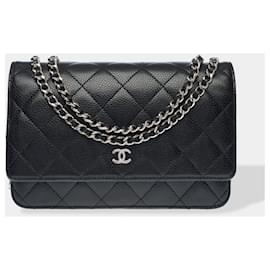 Chanel-CHANEL Wallet on Chain in Black Leather - 102600-Black