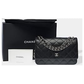 Chanel-CHANEL Wallet on Chain in Black Leather - 102600-Black