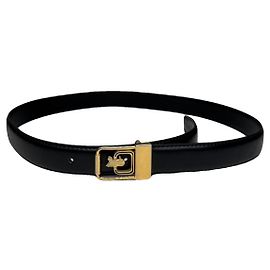 Céline Celine Triomphe Black Leather Belt Black