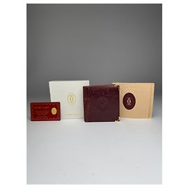 Cartera de cuero vintage Cartier con solapa burdeos Burdeos