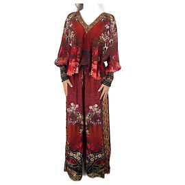 Camilla Seidenbluse mit Blumenmuster und Kristallen Weiß Rot Mehrfarben Golden Orange Aus weiß Hellblau