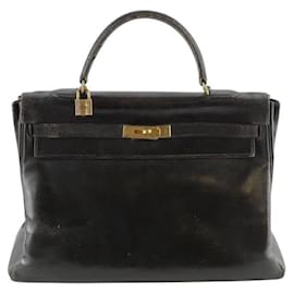 Hermès-Sac à main Kelly 32 en cuir-Noir